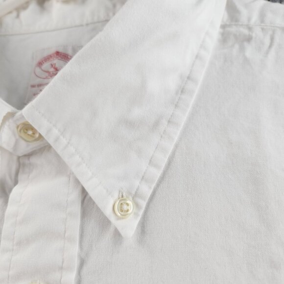 Brooks Brothers Button-Down Cotton XL White Mens Shirt Pocket Business Solid - Picture 8 of 16